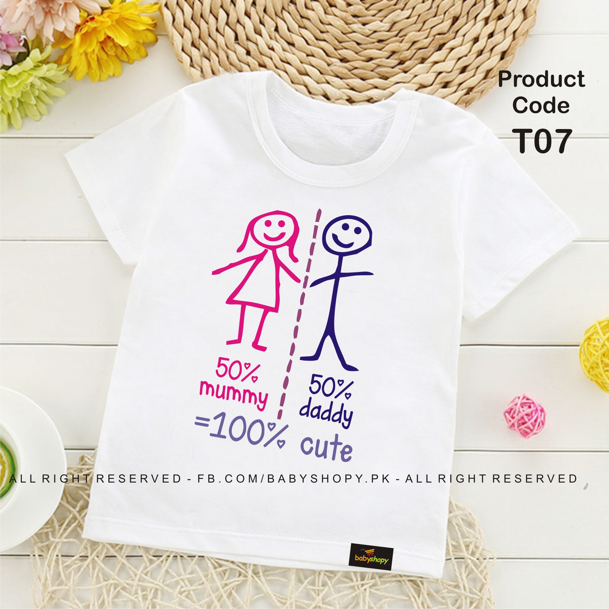 50mummy 50 daddy =100 cute baby t shirt