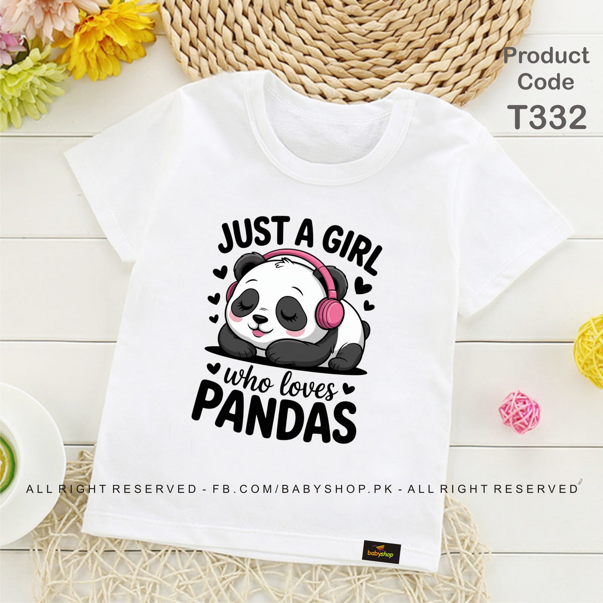 just a girl pandas baby tshirt