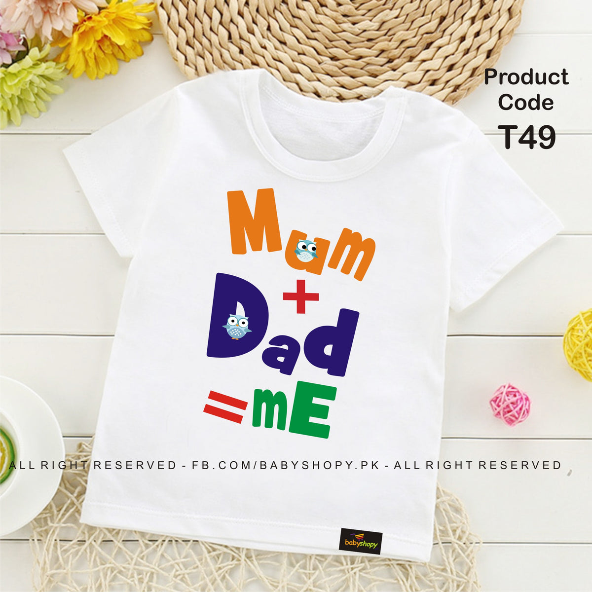 Mom plus dad= me baby t shirt
