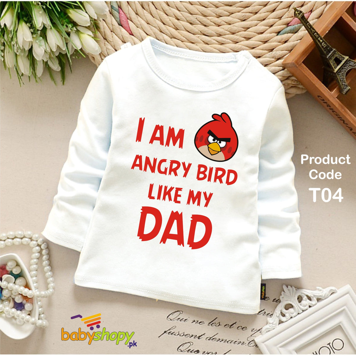 I AM ANGRY BIRD LIKE MY DAD BABY SHIRT full sleeves